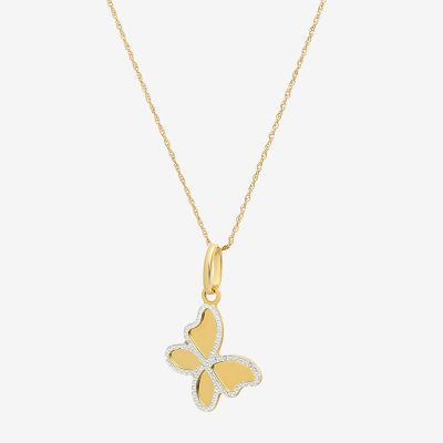 Made in Italy Womens 14K Gold Butterfly Pendant Necklace