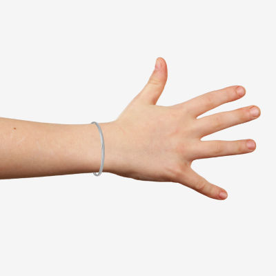 Girls 14K White Gold Round Bangle Bracelet