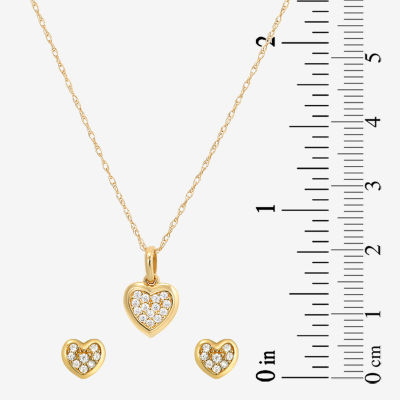 White Cubic Zirconia 14K Gold Heart 2-pc. Jewelry Set