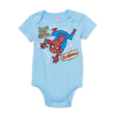 Baby Boys Crew Neck Short Sleeve Spiderman Bodysuit