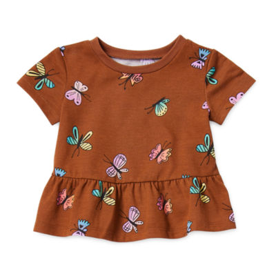 Okie Dokie Baby Girls Round Neck Short Sleeve T-Shirt