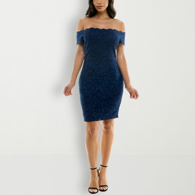 Premier amour short sleeve off the on sale shoulder sheath dress