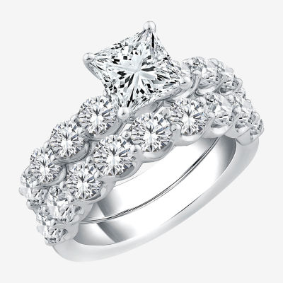 Signature By Modern Bride (G / Si1-Si2) Womens 4 CT. T.W. Lab Grown White Diamond 10K White Gold Side Stone Bridal Set