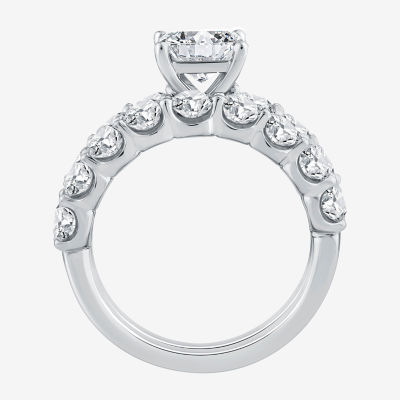 Signature By Modern Bride (G / Si1-Si2) Womens 4 CT. T.W. Lab Grown White Diamond 10K White Gold Side Stone Bridal Set