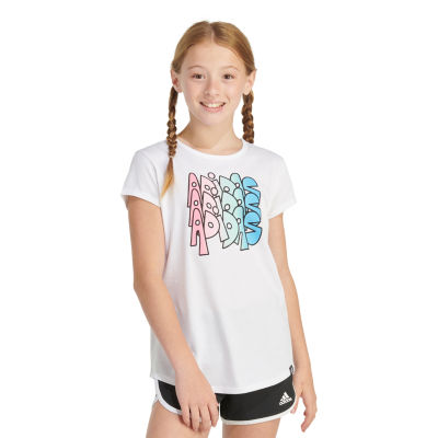 adidas Big Girls Scoop Neck Short Sleeve Graphic T-Shirt