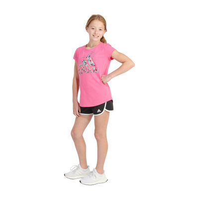 adidas Big Girls Scoop Neck Short Sleeve Graphic T-Shirt