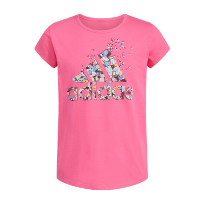 adidas Big Girls Scoop Neck Short Sleeve Graphic T-Shirt