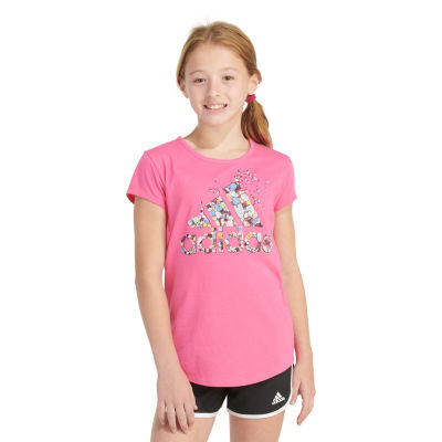 adidas Big Girls Scoop Neck Short Sleeve Graphic T-Shirt