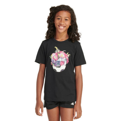 adidas Big Girls Crew Neck Short Sleeve Graphic T-Shirt