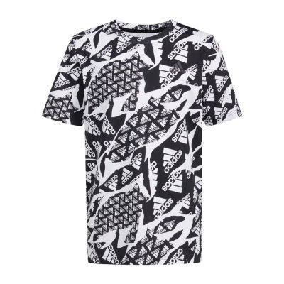 adidas Big Boys Embroidered Crew Neck Short Sleeve Graphic T-Shirt