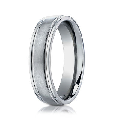  Mens Titanium Satin Center 6mm Wedding Band