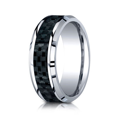 Mens Cobalt with Carbon Fiber Inlay 8mm Wedding Band