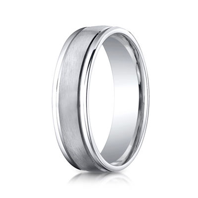 Mens Cobalt Satin Center Rounded Edge 6mm Wedding Band