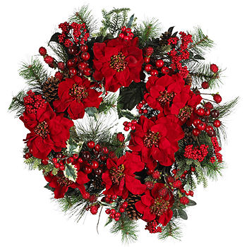 24in Poinsettia Indoor Christmas Wreath