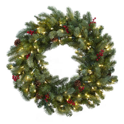Nearly Natural 30in Lighted Wreath