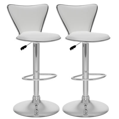 Curved Back Adjustable Bar Stools- Set of 2