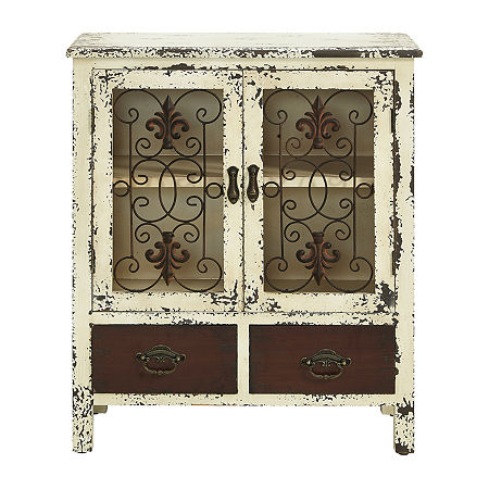 Gertie Distressed Accent Cabinet, One Size, White