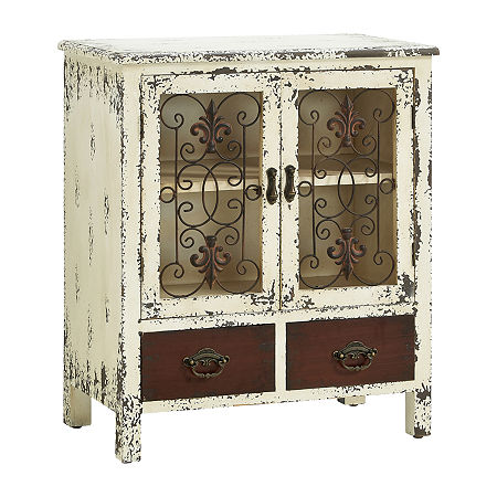 Gertie Distressed Accent Cabinet, One Size, White