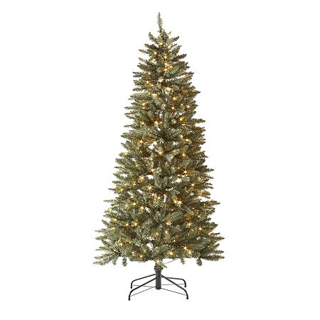 North Pole Trading Co. 9 Foot Keystone Fir Slim LED Pre-Lit Christmas Tree, One Size , Green