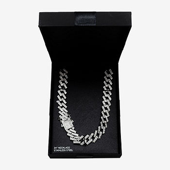 Mens Genuine Zirconia Stainless Steel Pendant Necklace - JCPenney