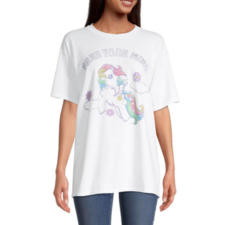  Juniors Free Your Mind Womens Crew Neck Short Sleeve My Little Pony Oversized Graphic T-Shirt