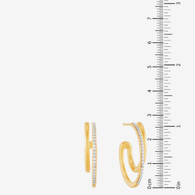 (H-I / Si1-Si2) 1/4 CT. T.W. Lab Grown White Diamond 14K Gold Over Silver Sterling Silver 26.3mm Hoop Earrings