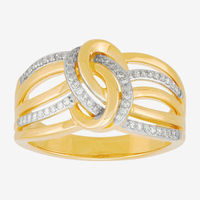 Womens 1/6 CT. T.W. Natural White Diamond 14K Gold Over Silver Sterling Knot Crossover Band