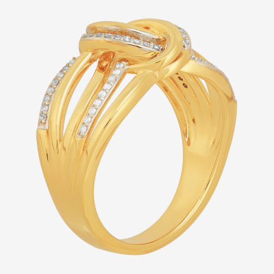 Womens 1/6 CT. T.W. Natural White Diamond 14K Gold Over Silver Sterling Knot Crossover Band