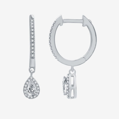 Ever Star (H-I / Si2-I1) 1/2 CT. T.W. Lab Grown White Diamond 10K White Gold 22.4mm Pear Hoop Earrings