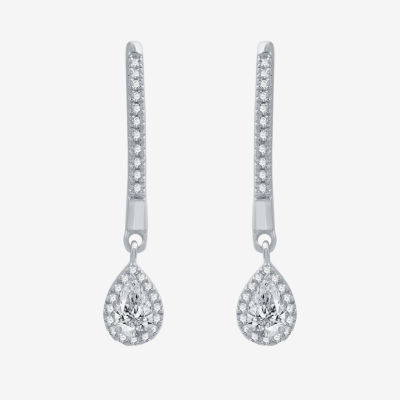 Ever Star (H-I / Si2-I1) 1/2 CT. T.W. Lab Grown White Diamond 10K White Gold 22.4mm Pear Hoop Earrings