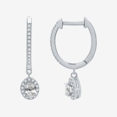 Ever Star (H-I / Si2-I1) 1/2 CT. T.W. Lab Grown White Diamond 10K White Gold 21.4mm Oval Hoop Earrings
