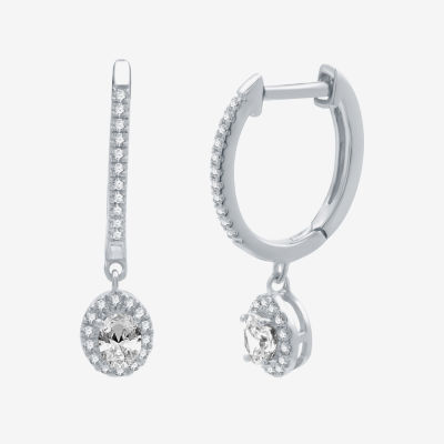 Ever Star (H-I / Si2-I1) 1/2 CT. T.W. Lab Grown White Diamond 10K Gold 10K White Gold 21.4mm Oval Hoop Earrings