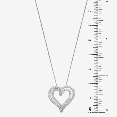 (H-I / Si1) Womens 1/3 CT. T.W. Lab Grown White Diamond Sterling Silver Heart Pendant Necklace