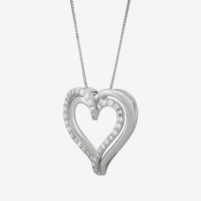 (H-I / Si1) Womens 1/3 CT. T.W. Lab Grown White Diamond Sterling Silver Heart Pendant Necklace