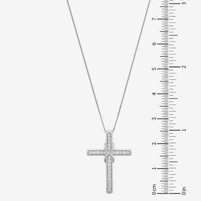 (H-I / Si1) Womens 1/4 CT. T.W. Lab Grown White Diamond Sterling Silver Cross Pendant Necklace