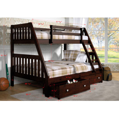 Austin Mission Twin over Full Bunk Bed with Dual Underbed Drawers