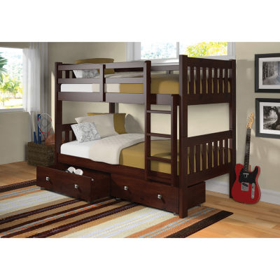 Austin Mission Twin over Bunk Bed with Dual Underbed Drawers