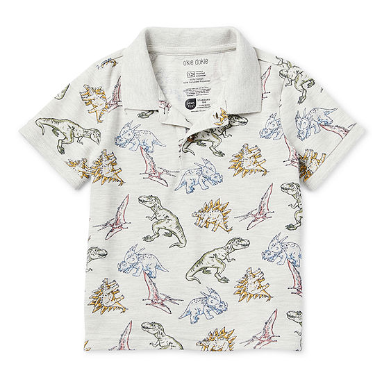 Okie Dokie Toddler & Little Boys Short Sleeve Polo Shirt, Color: White ...
