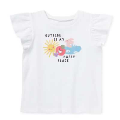Okie Dokie Toddler & Little Girls Round Neck Short Sleeve Regular Fit Graphic T-Shirt