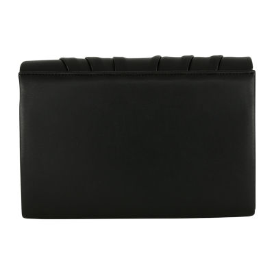 American Glamour Badgley Mischka Soft Pleat V-Flap Vegan Leather Evening Bag