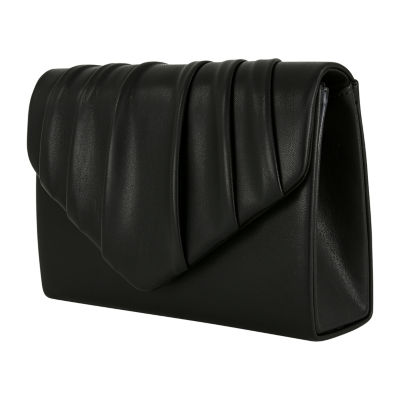 American Glamour Badgley Mischka Soft Pleat V-Flap Vegan Leather Evening Bag