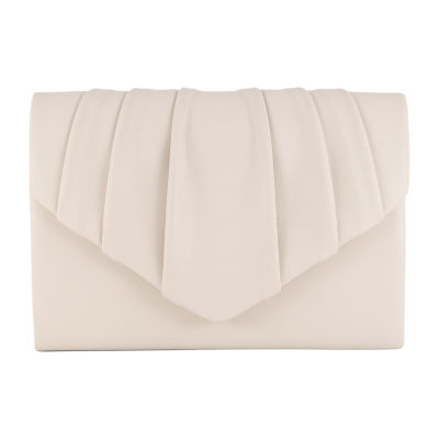 American Glamour Badgley Mischka Soft Pleat V-Flap Vegan Leather Evening Bag