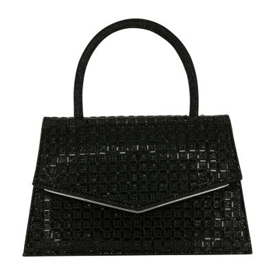American Glamour Badgley Mischka Crystal V-Flap Top Handle Evening Bag