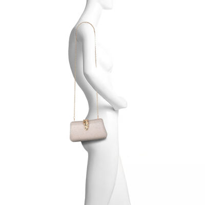 American Glamour Badgley Mischka Crystal Minaudiere Gold Metal  