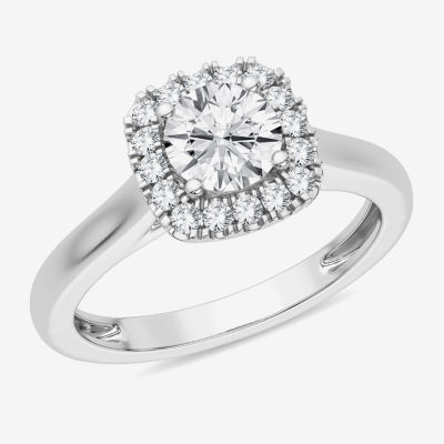 1 CT. T.W. Lab-Grown (G-H / SI1-SI2) Diamond Cushion Halo Engagement Ring in 10K Gold