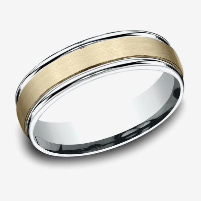 Mens 6MM 10K Two Tone Gold Wedding Band