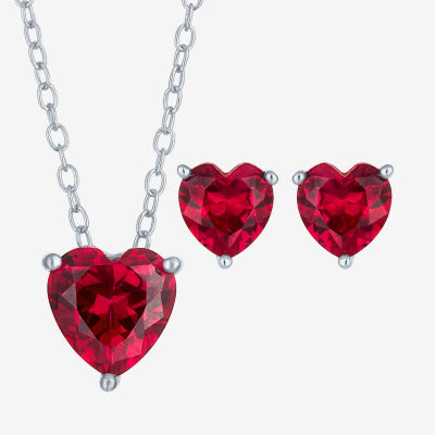 Yes, Please! Lab Created Red Ruby Sterling Silver Heart 2-pc. Jewelry Set