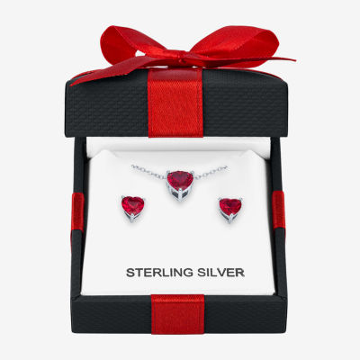 Yes, Please! Lab Created Red Ruby Sterling Silver Heart 2-pc. Jewelry Set