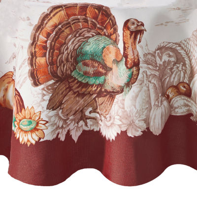 Elrene Home Fashions Holiday Turkey 70x70 Tablecloth