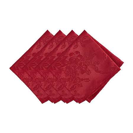 Elrene Home Fashions Poinsettia Elegance Set 4-pc. Napkins, One Size, Red